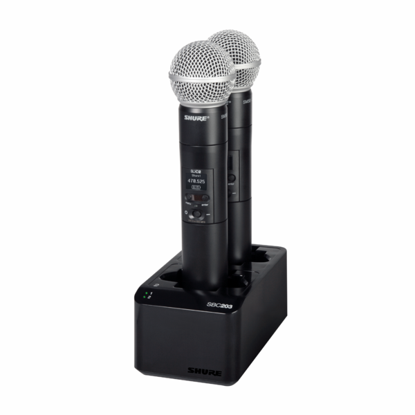SBC203-US DUAL DOCKING CHARGER FOR 2 SLXD OR TRANSMITTERS SB903 RECHARGEABLE BATTERIES- US PWR SUPPLY INCLUDED